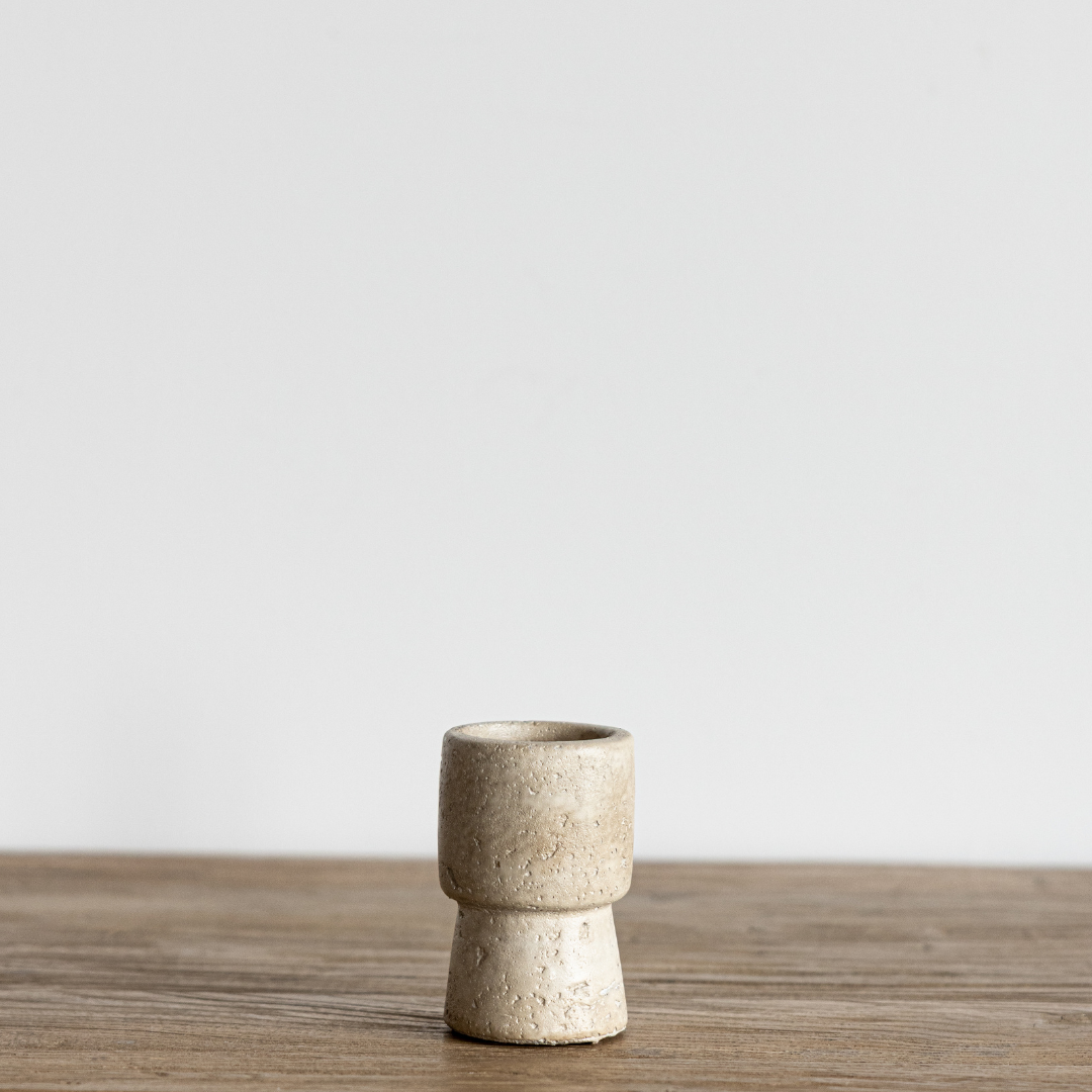 Travertine Cement Candle Pillar | By Luxe B Co. 
