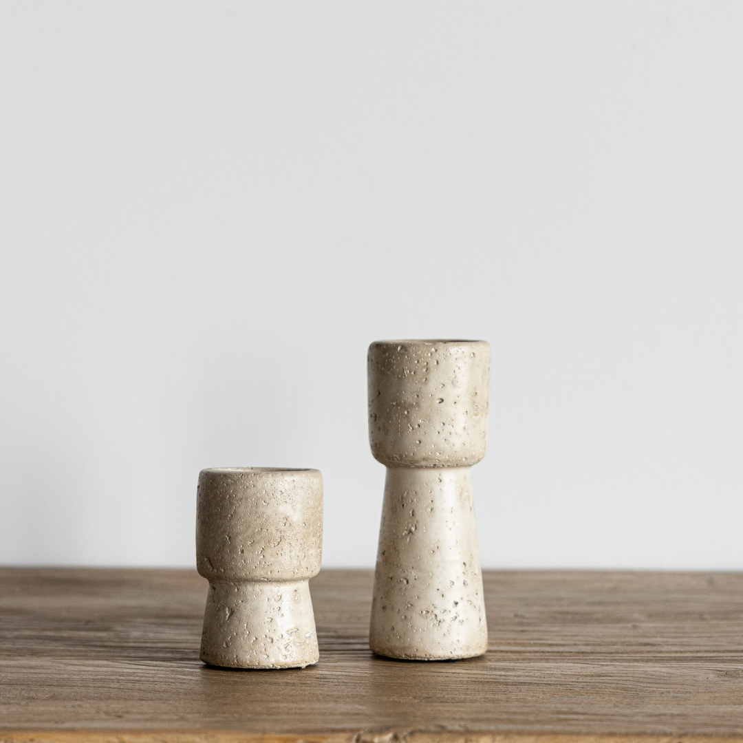 Travertine Cement Candle Pillar | By Luxe B Co. 
