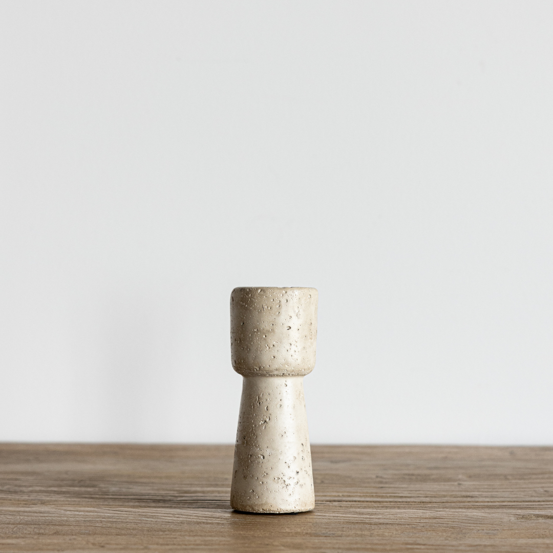 Travertine Cement Candle Pillar | By Luxe B Co. 