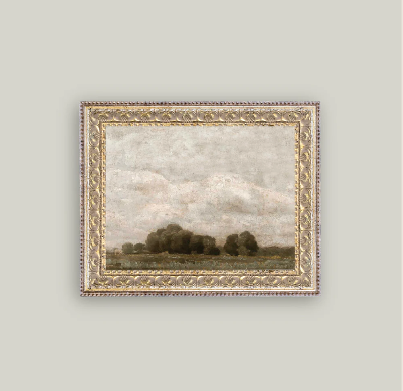 Tree and Cloud Framed Antique Inspired Art | By Luxe B Co.