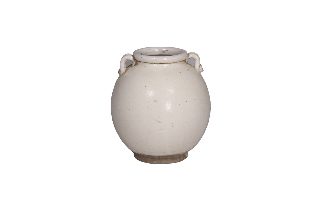 Two Handle White Round Jar | By Luxe B Co.