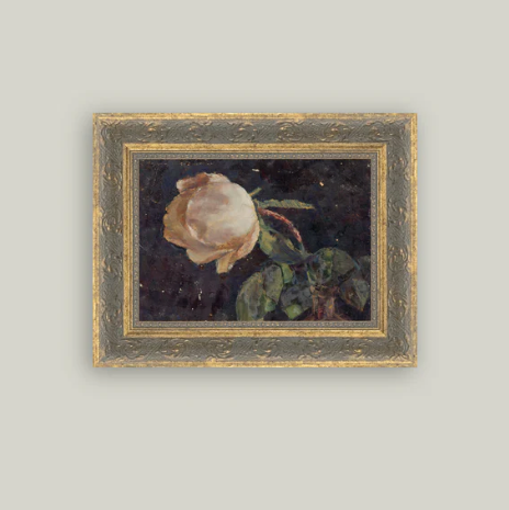 Vase with Rose Framed Antique Inspired Art | By Luxe B Co. 