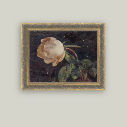 Vase with Rose Framed Antique Inspired Art | By Luxe B Co. 