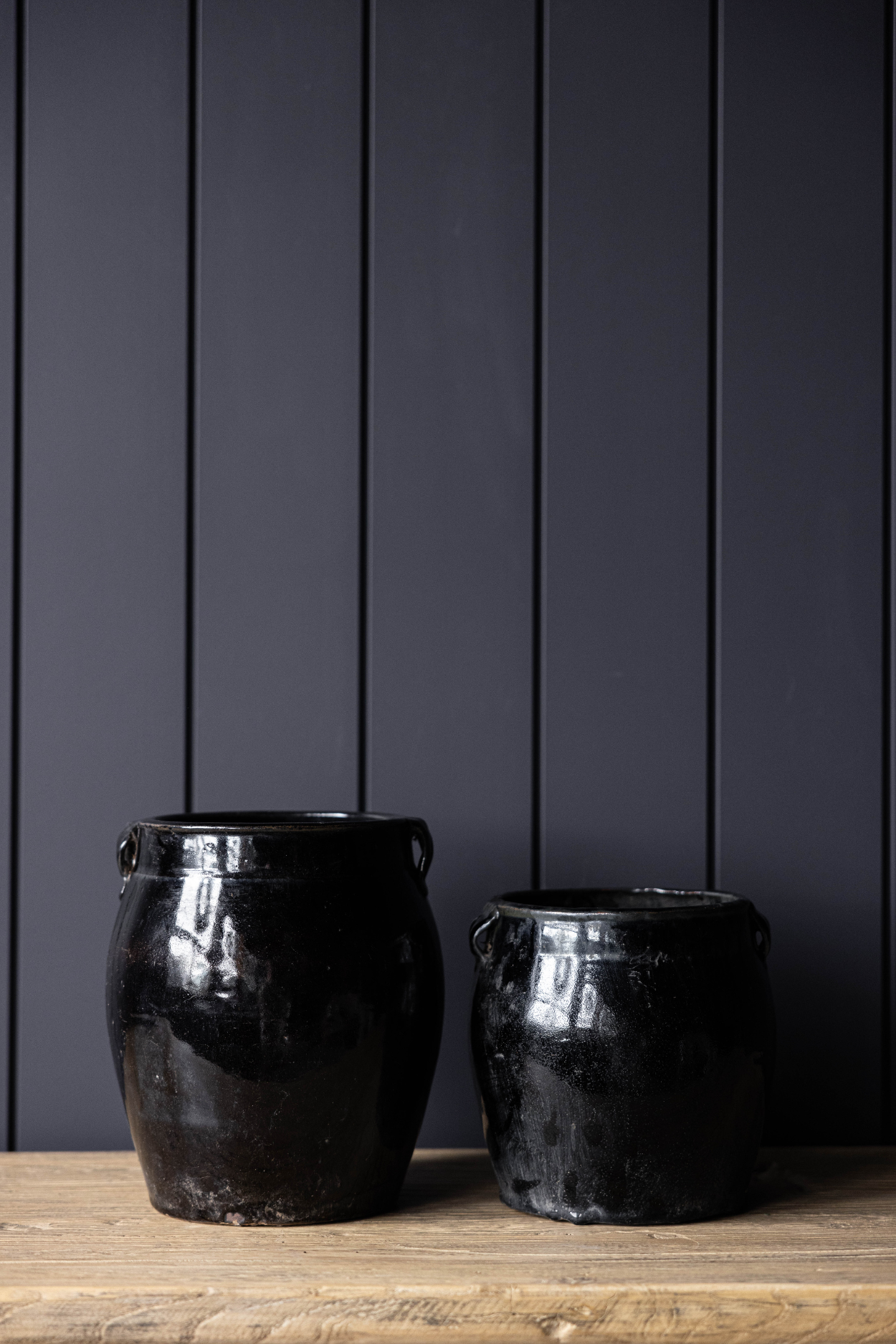 Vintage Black Glazed Pot Large | By Luxe B Co