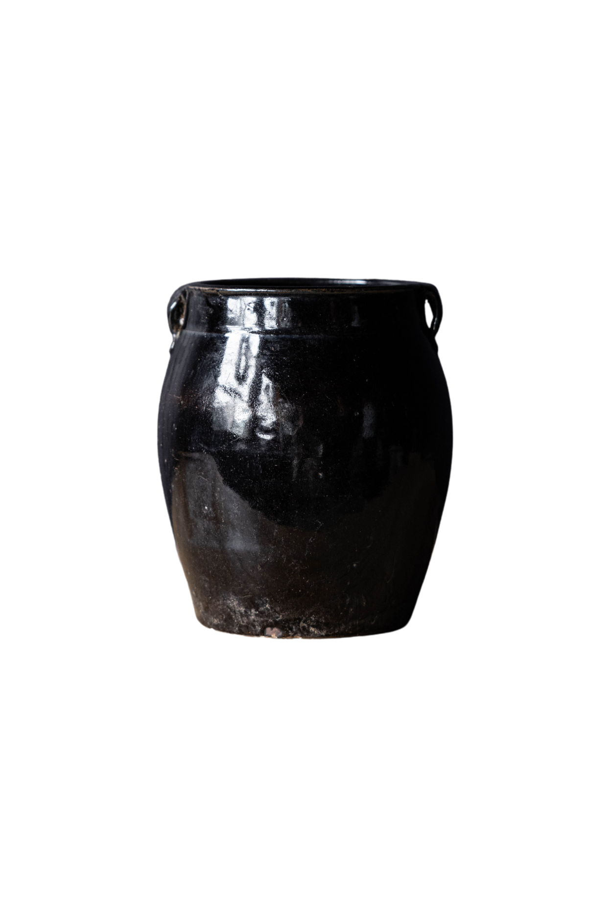 Vintage Black Glazed Pot Large | By Luxe B Co.