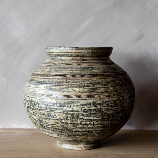 Vintage Found Round Glazed Pot | By Luxe B Co.