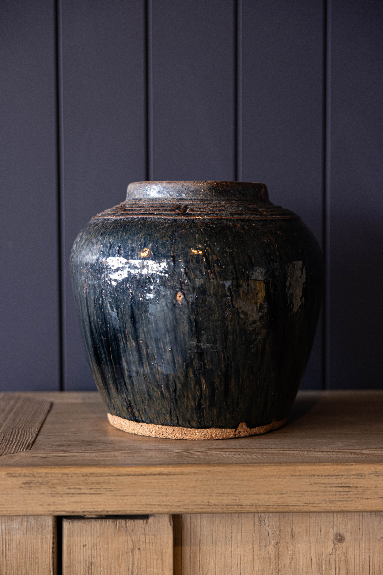 Vintage Glazed Lines Pot | By Luxe B Co.