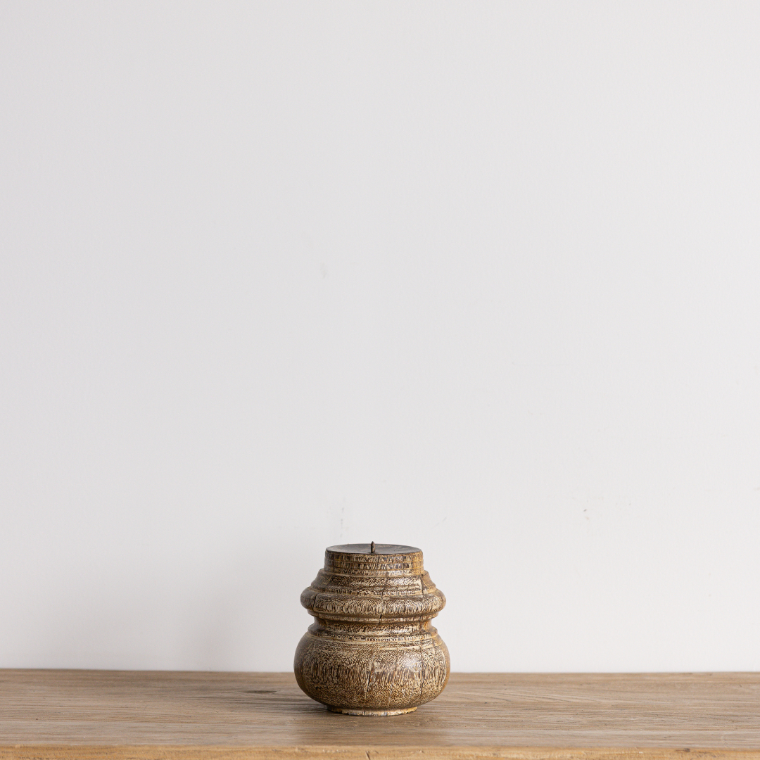 Vintage Glazed Wooden Candle Holder | By Luxe B Co.