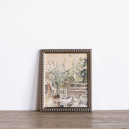 Vintage Watercolor Chicken Coop Framed Art | By Luxe B Co. 