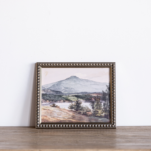 Vintage Watercolor Mountain Landscape Silver Framed Art | By Luxe B Co. 