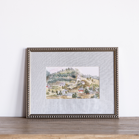 Vintage Watercolor Hillside Town Framed Art | By Luxe B Co.