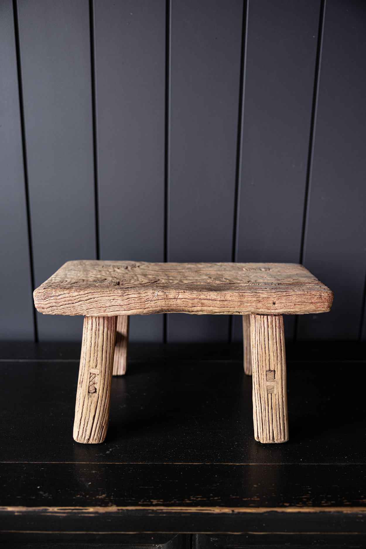 Vintage Small Red Wooden Stool | One Of A Kind | By Luxe B Co.