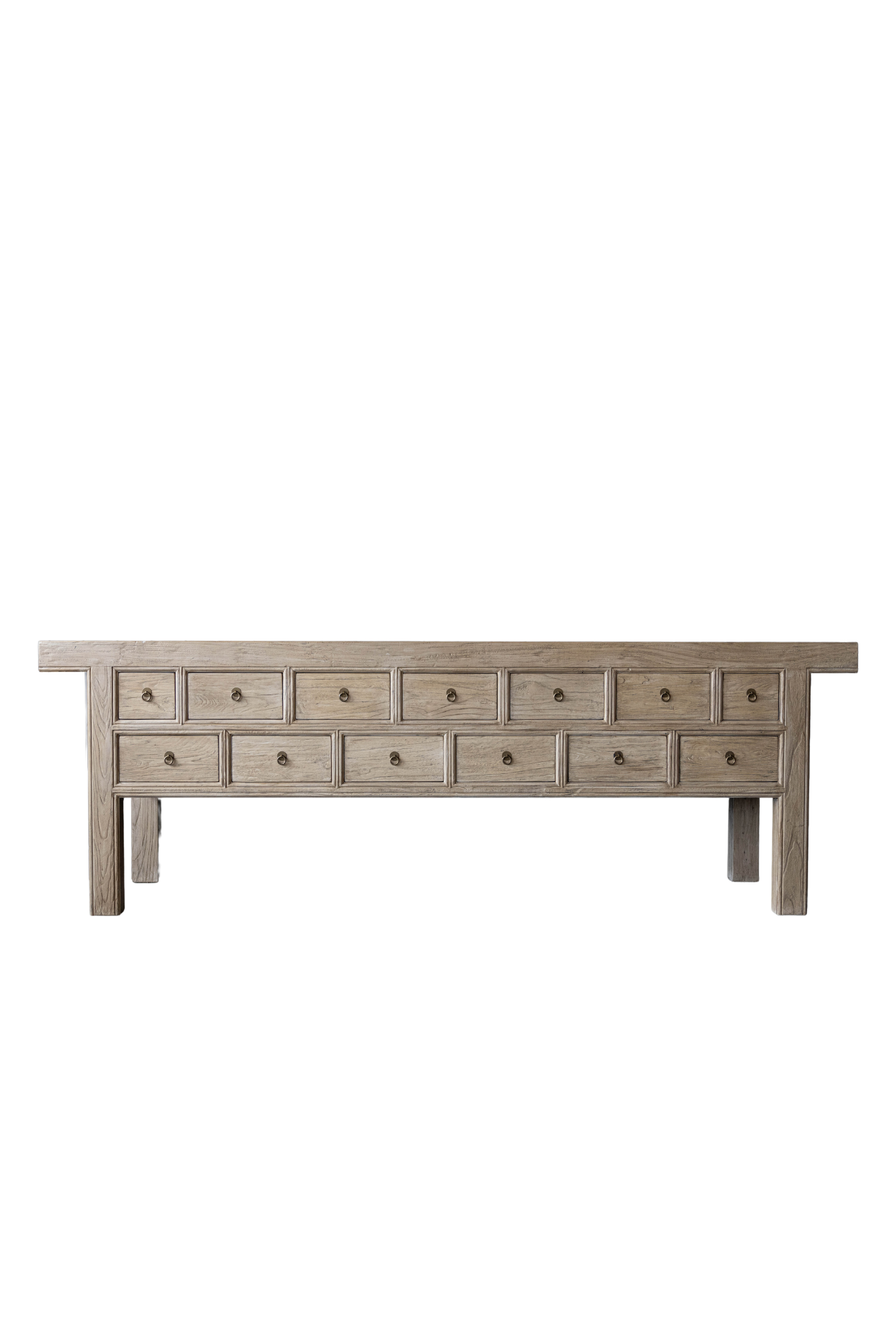 Vintage Studio Elm Wood 13-Drawer Console Table | By Luxe B Co. 