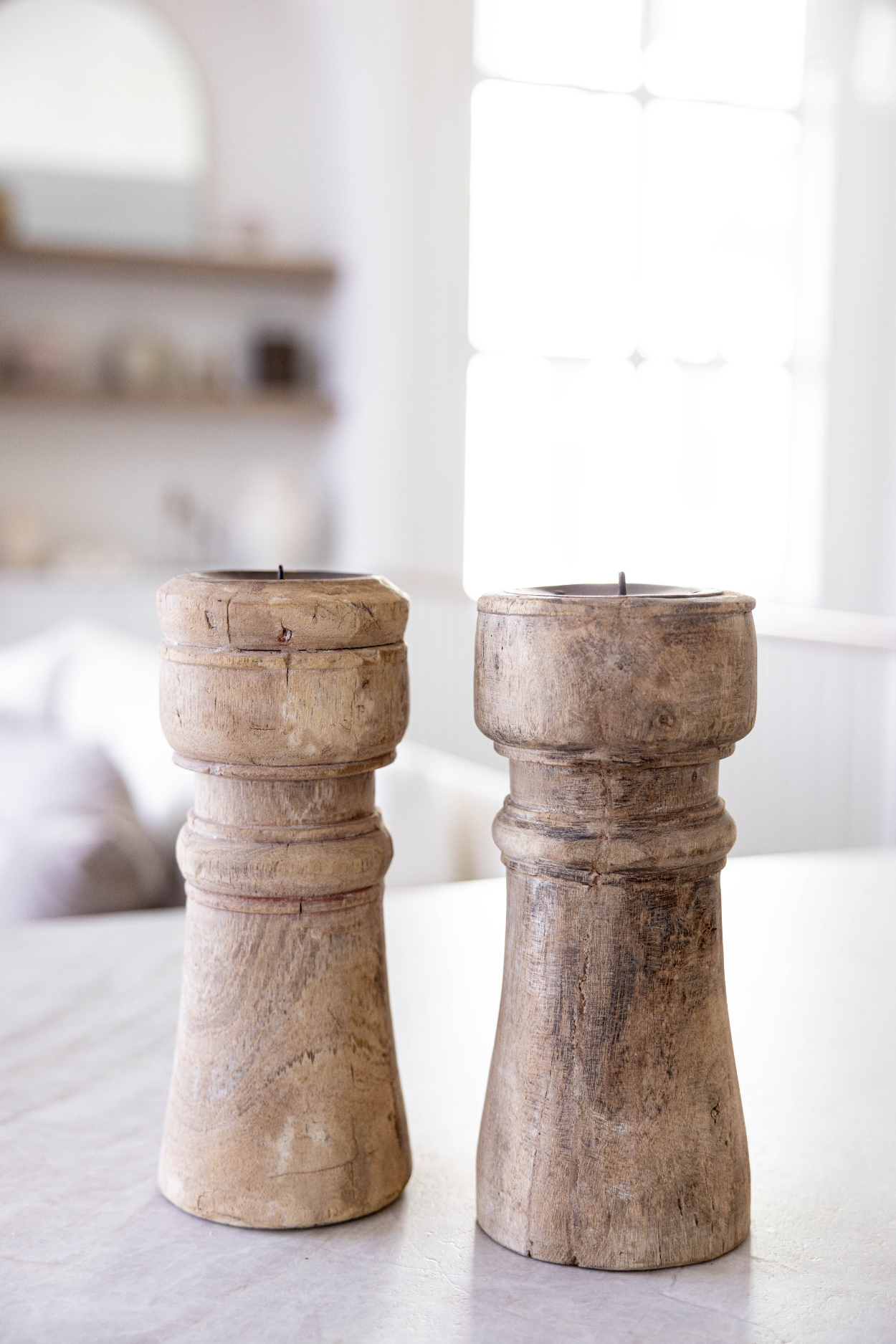 Vintage Wooden Candle Pillar