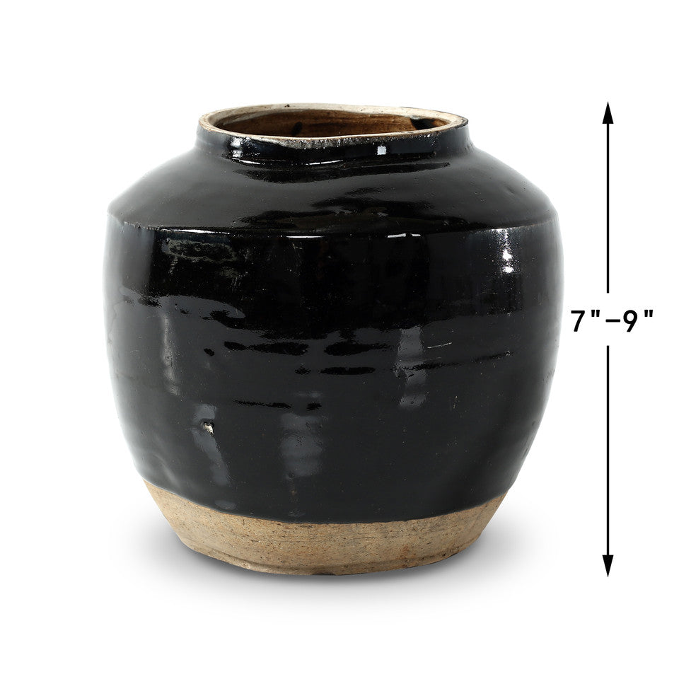 Vintage Black Glazed Pot | By Luxe B Co.