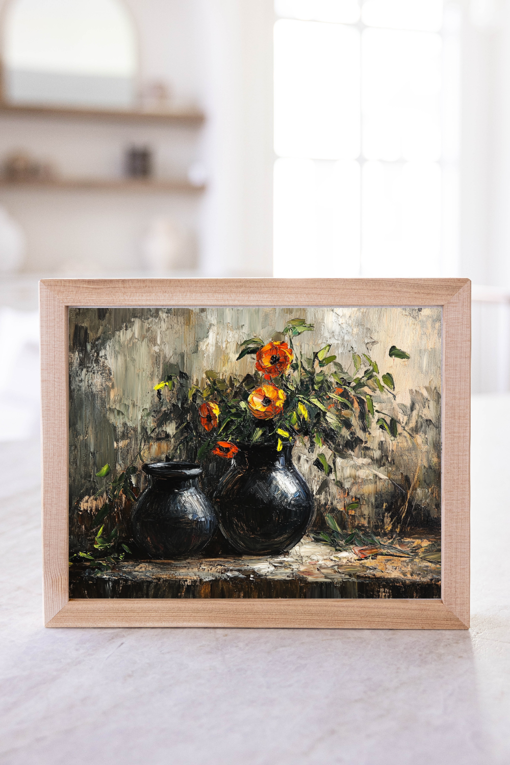 Vintage Flower Moody Pots Framed Art | 040