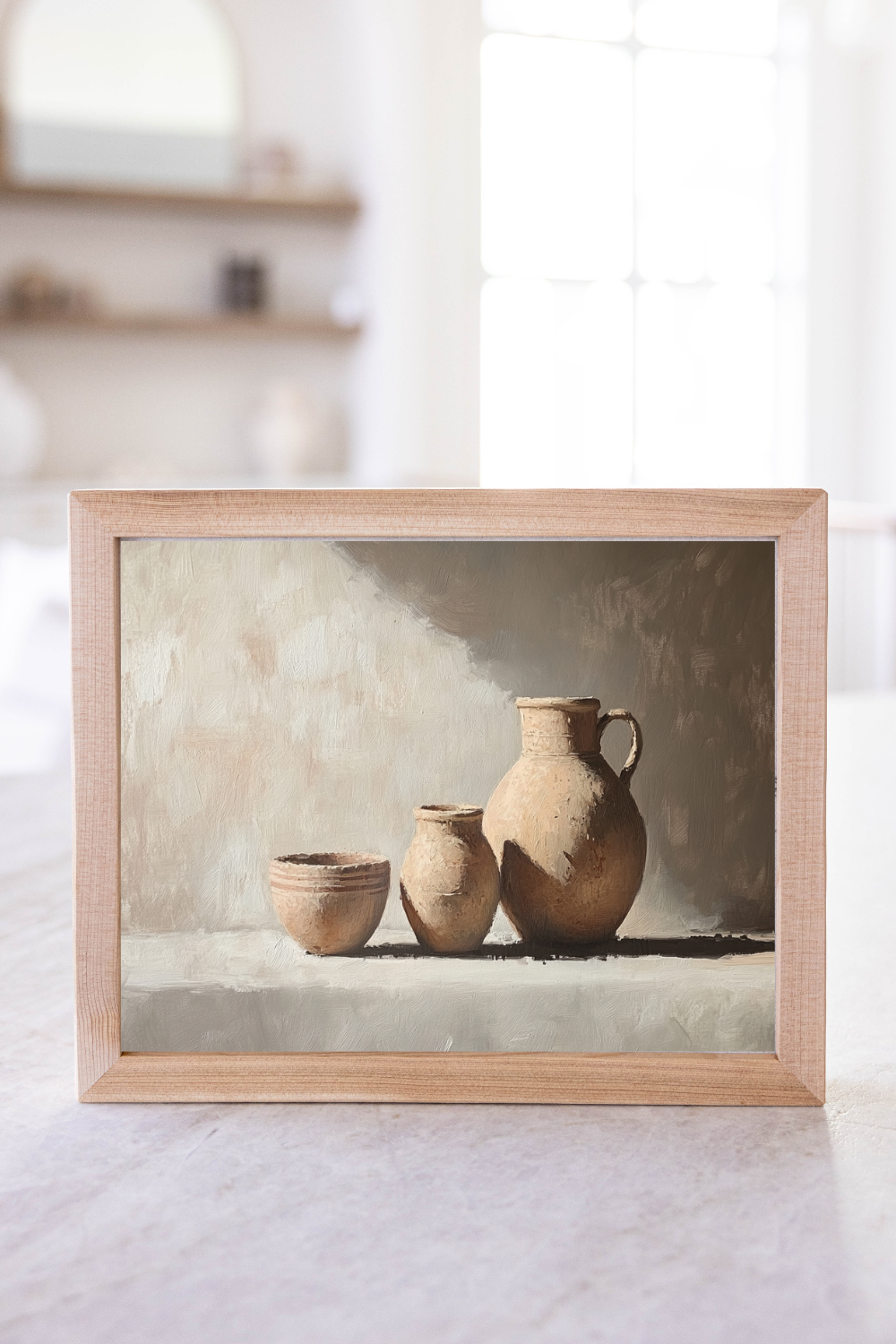 Vintage Beige Pottery Framed Art | 026