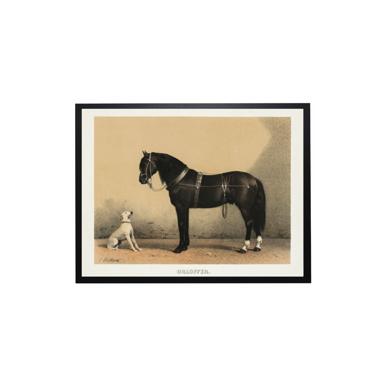 Vintage Horse & Dog Painting Framed Art | By Luxe B Co.