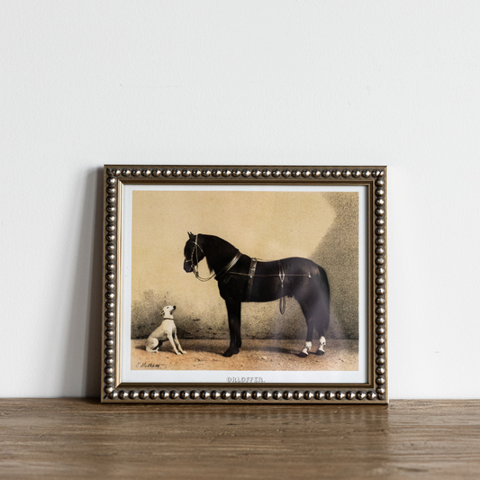 Vintage Horse & Dog Painting Framed Art | By Luxe B Co.
