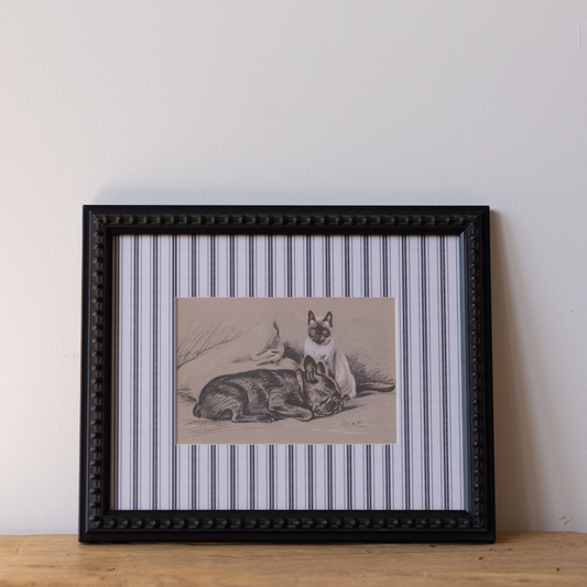 Vintage Household Companions Striped Framed Art By Luxe B Co.
