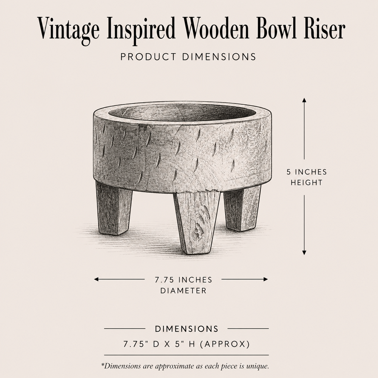 Vintage Inspired Wooden Bowl Riser By Luxe B Co. 