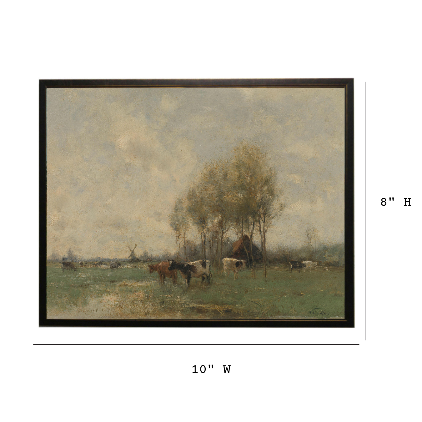 Vintage Oil Painting Cows In Pasture Framed Art | By Luxe B Co.