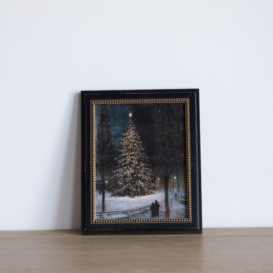 Vintage Oil Painting Festive Holiday Night Framed Art | By Luxe B Co.