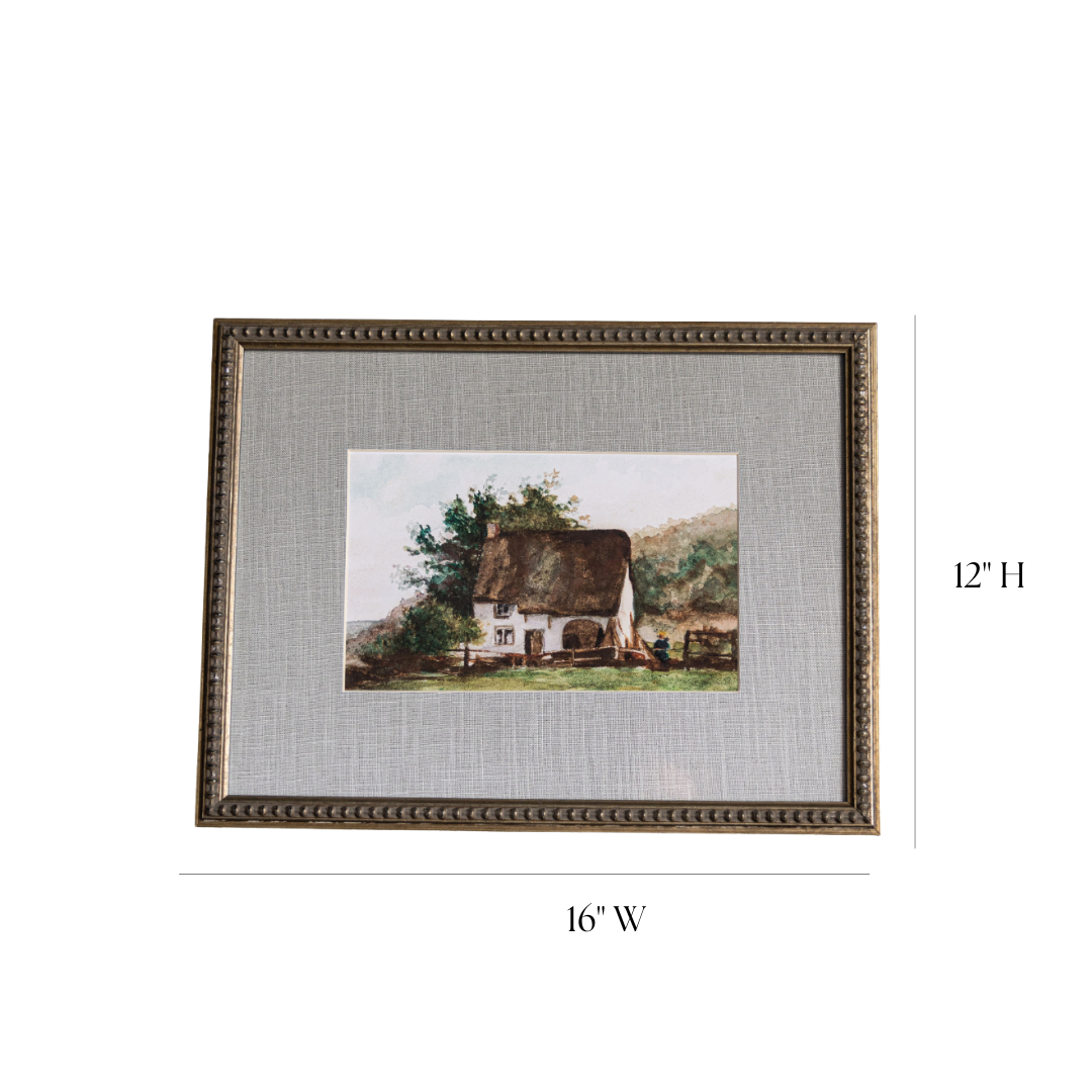 Vintage Watercolor Cottage House Framed Art | By Luxe B Co.