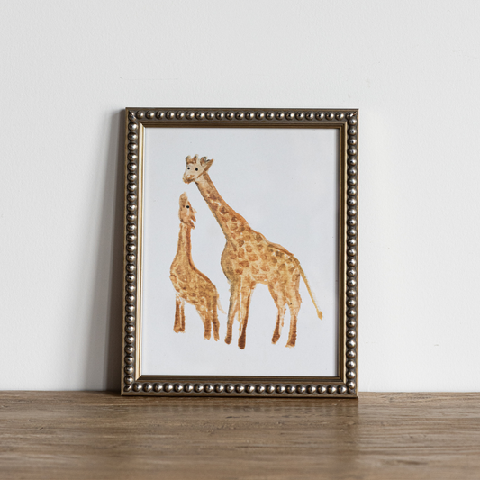 Vintage Watercolor Giraffes Framed Art | By Luxe B Co.