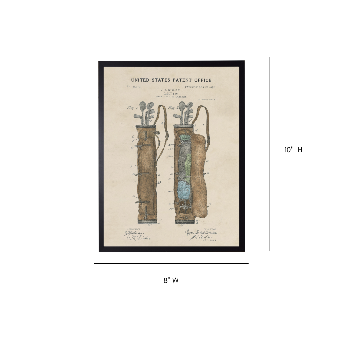 Vintage Watercolor Golf Bag Framed Art | By Luxe B Co.