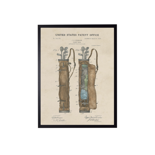 Vintage Watercolor Golf Bag Framed Art | By Luxe B Co.