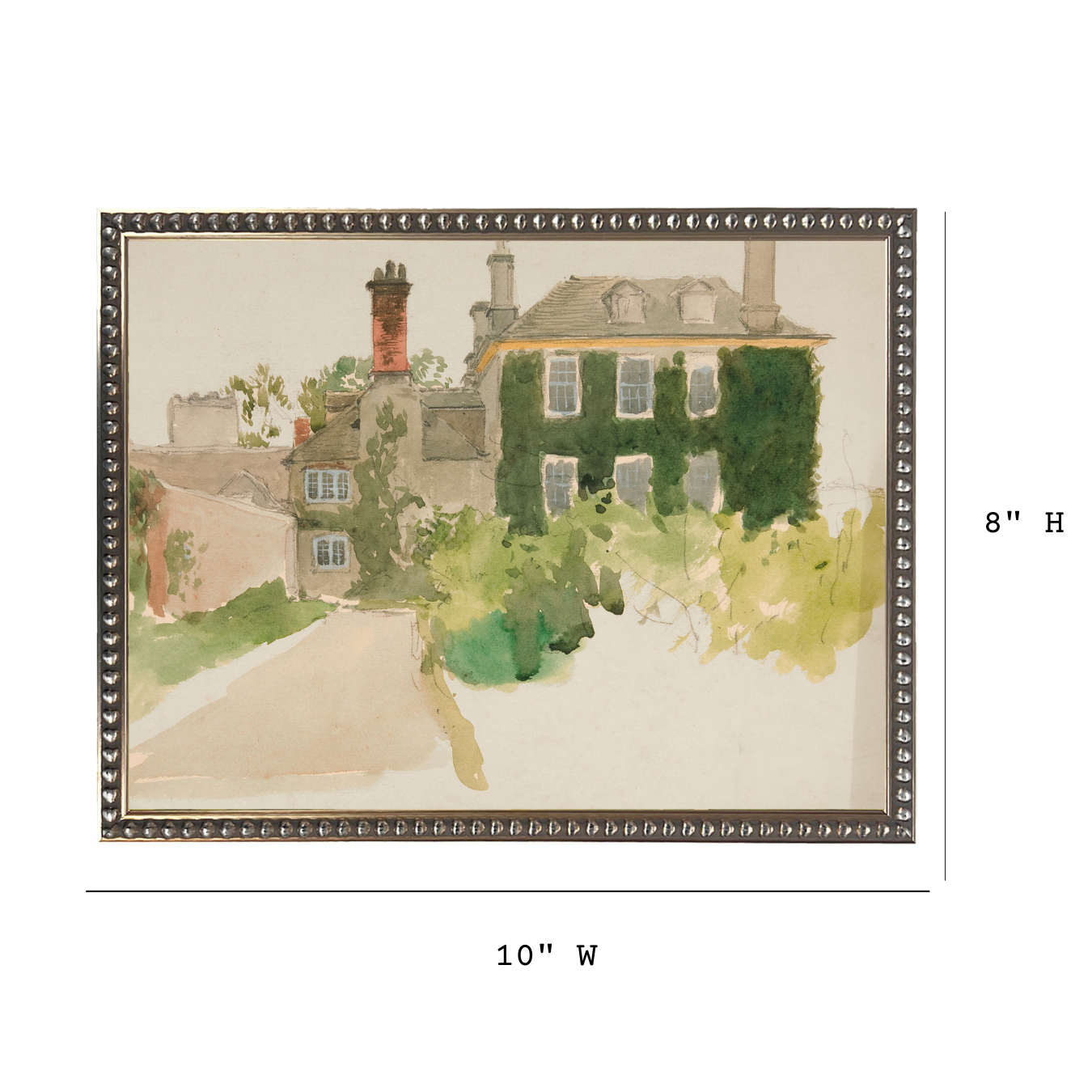 Vintage Watercolor Green House Framed Art | By Luxe B Co.