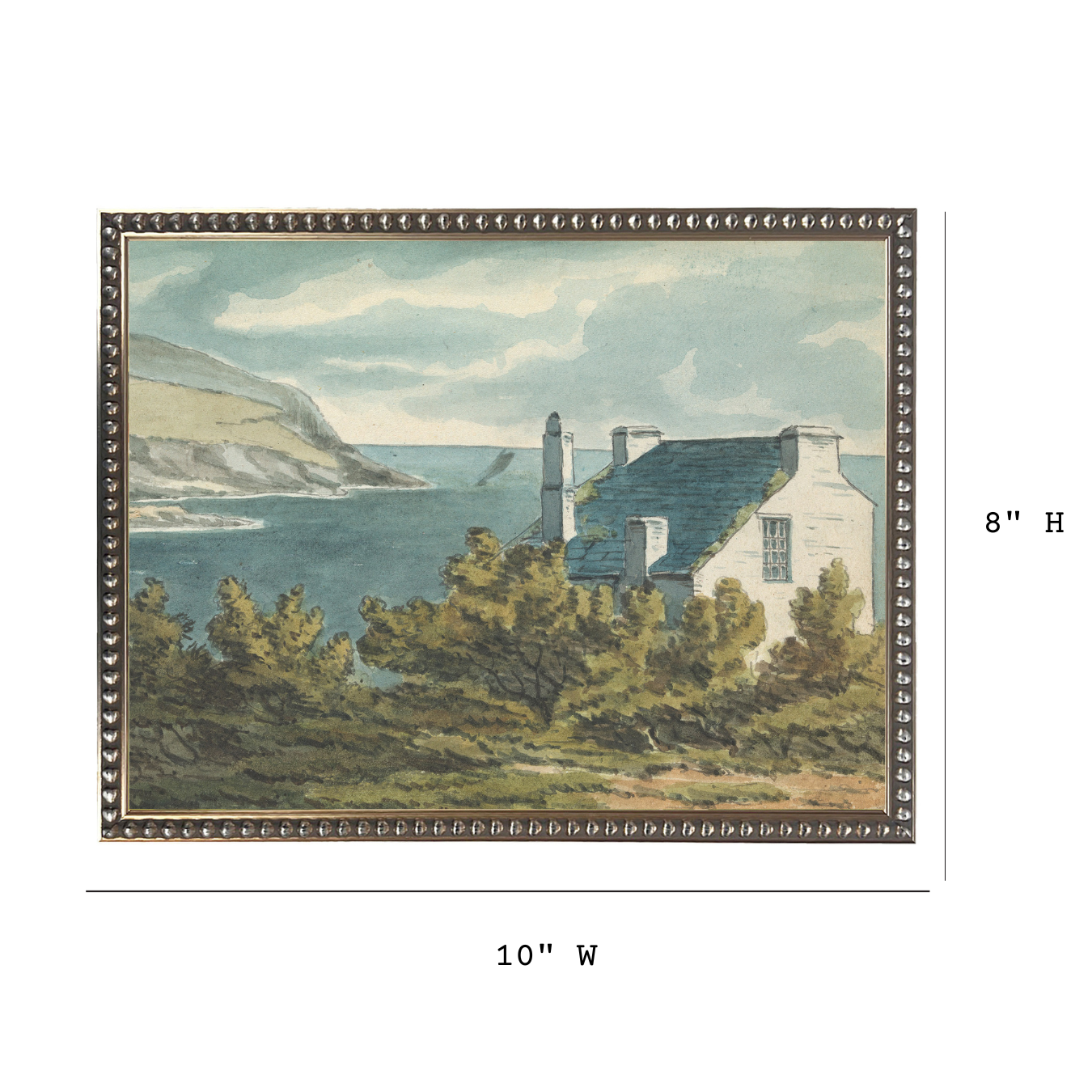 Vintage Watercolor Lakeside Property Framed Art | By Luxe B Co.