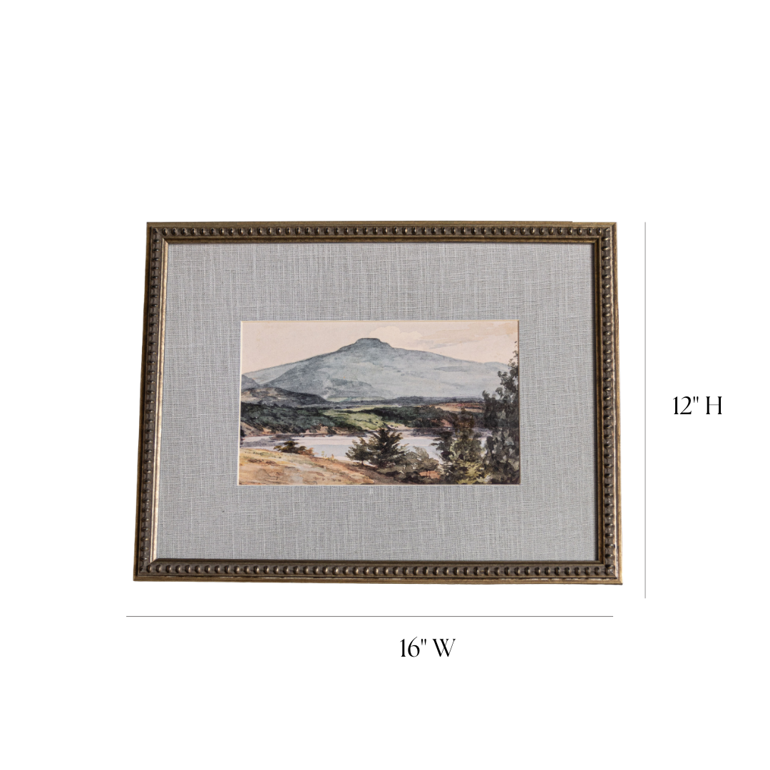 Vintage Watercolor Mountain Landscape Framed Art | By Luxe B Co.