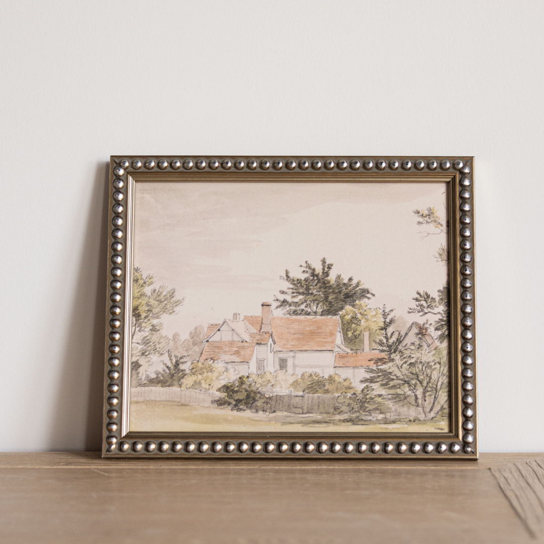 Vintage Watercolor Sketched House Framed Art | By Luxe B Co.