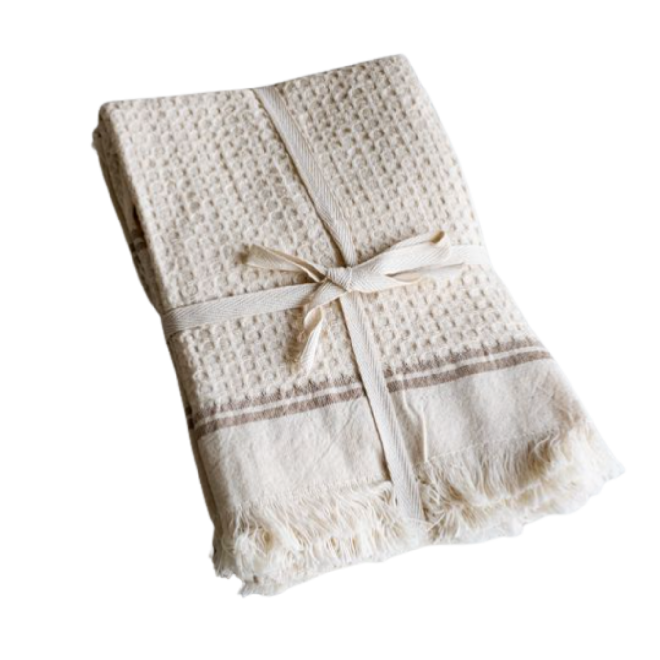 Waffle Beige Stripe Towel | By Luxe B Co.