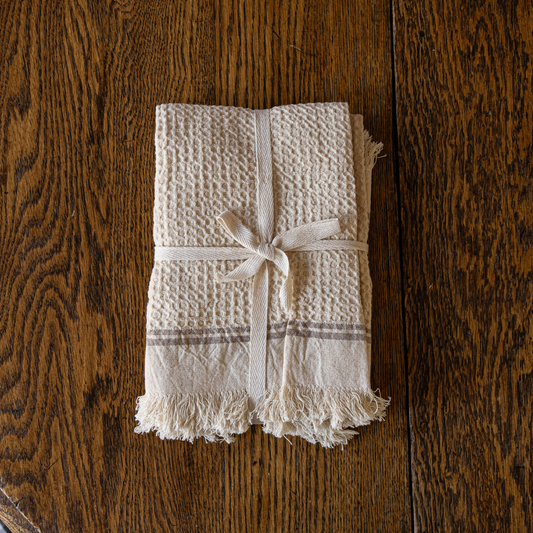 Waffle Beige Stripe Towel | By Luxe B Co.