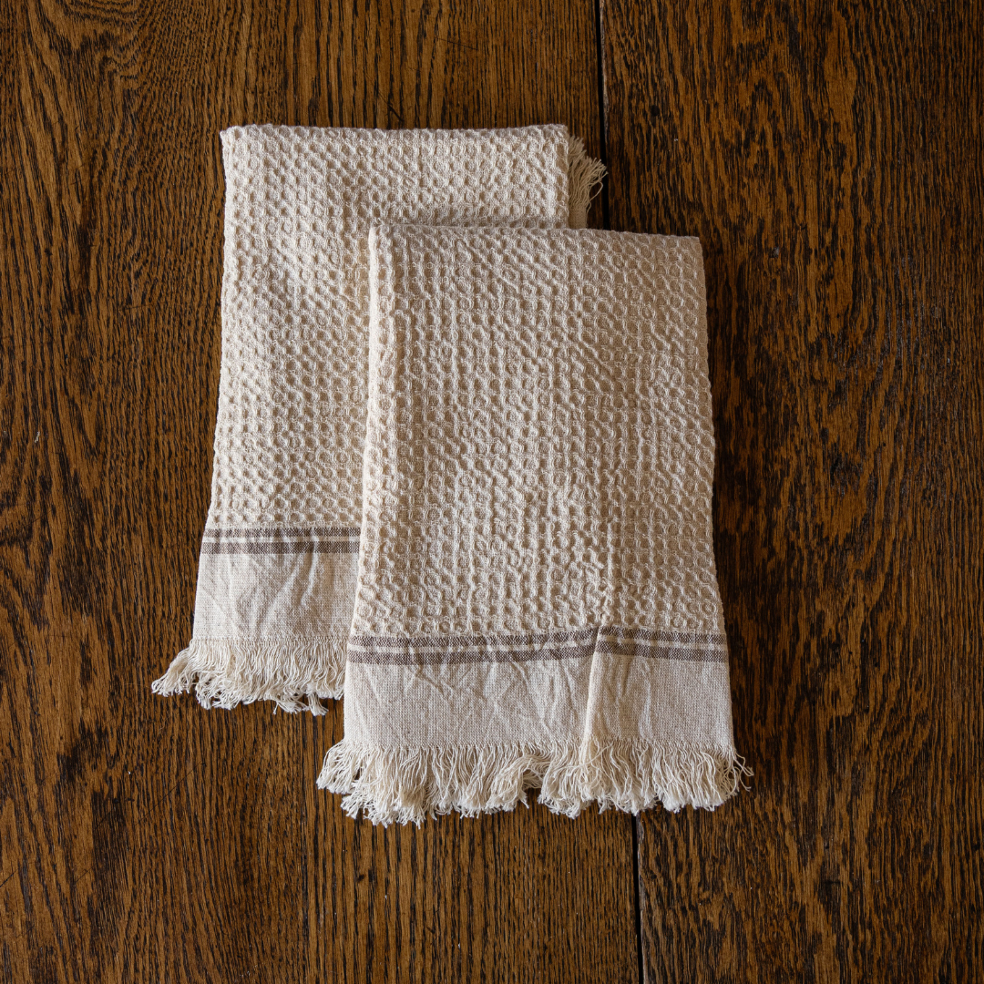 Waffle Beige Stripe Towel | By Luxe B Co.
