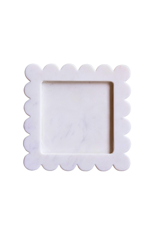 White Marble Scalloped Tray | By Luxe B Co.