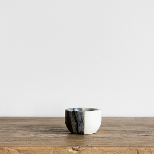 White & Grey Marble Colorblock Bowl | By Luxe B Co.
