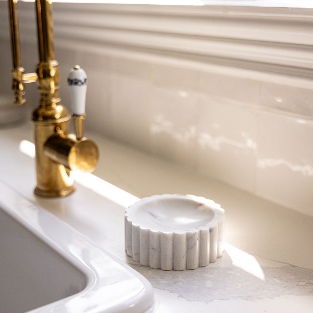 White Marble Fluted Soap Dish | By Luxe B Co.