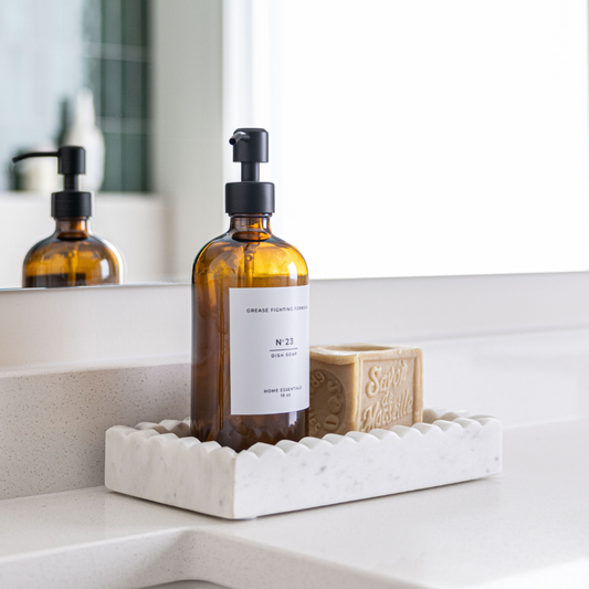White Marble Scalloped Bridge Tray | By Luxe B Co
