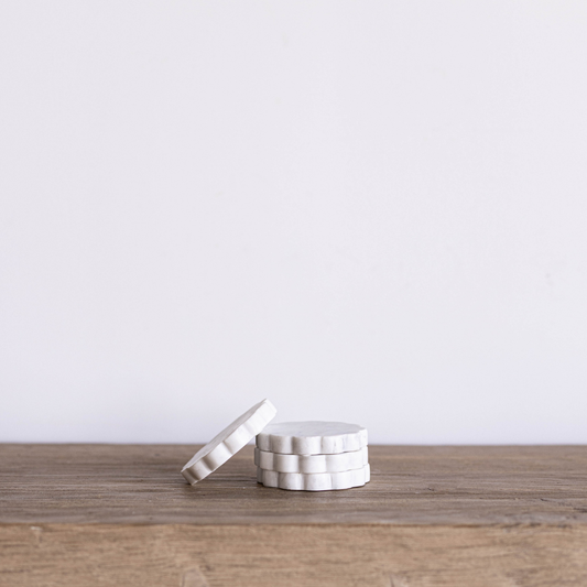 White Marble Scalloped Coasters By Luxe B Co.