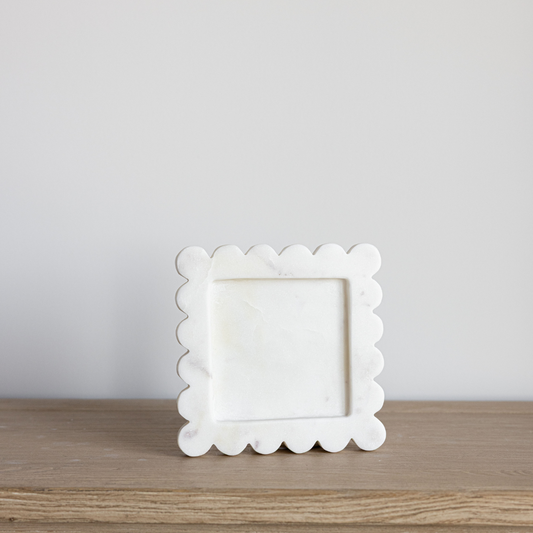 White Marble Scalloped Tray | By Luxe B Co.