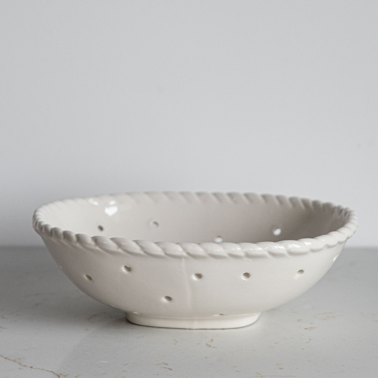 White Stoneware Berry Colander | By Luxe B Co. 