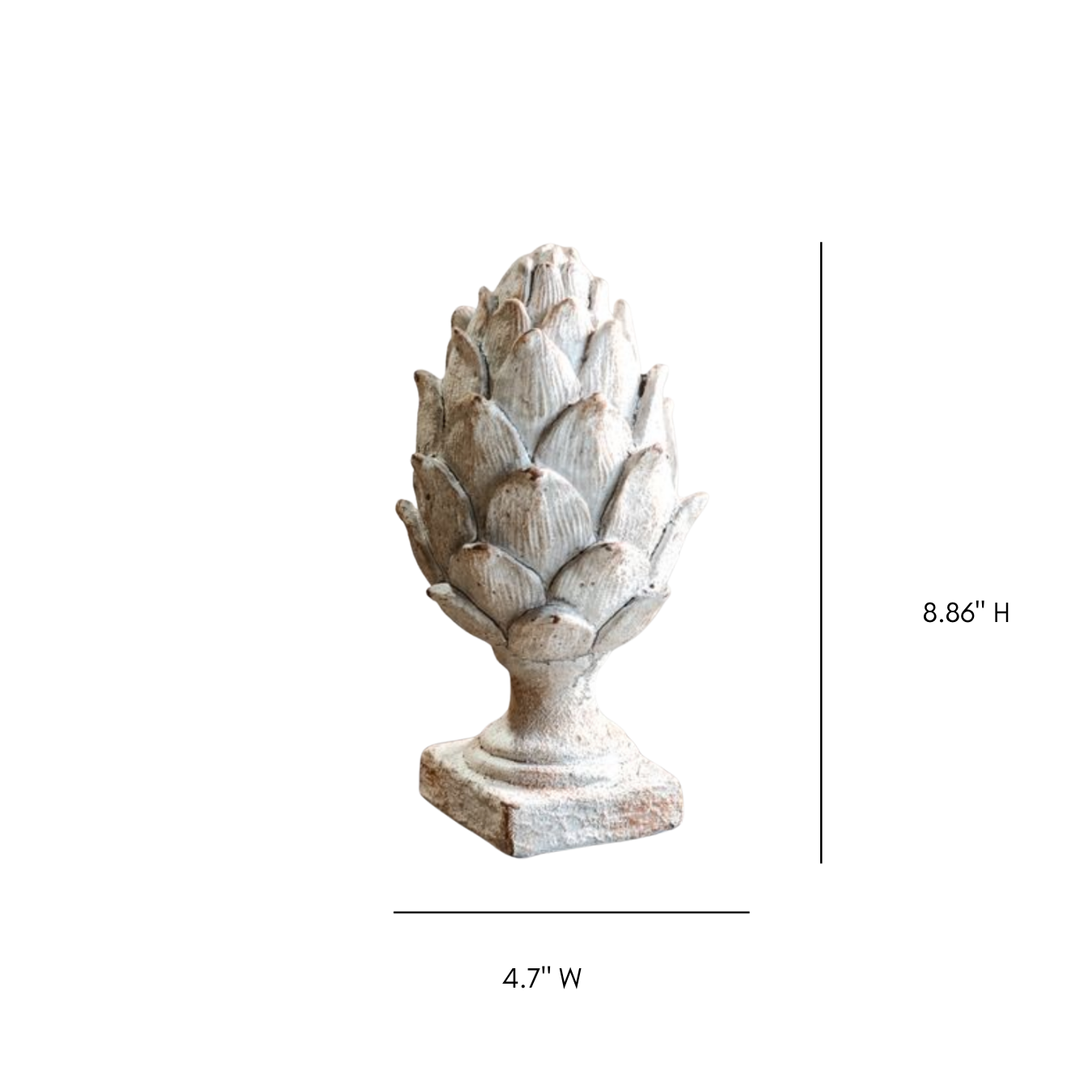 White Washed Artichoke Statue | By Luxe B Co.