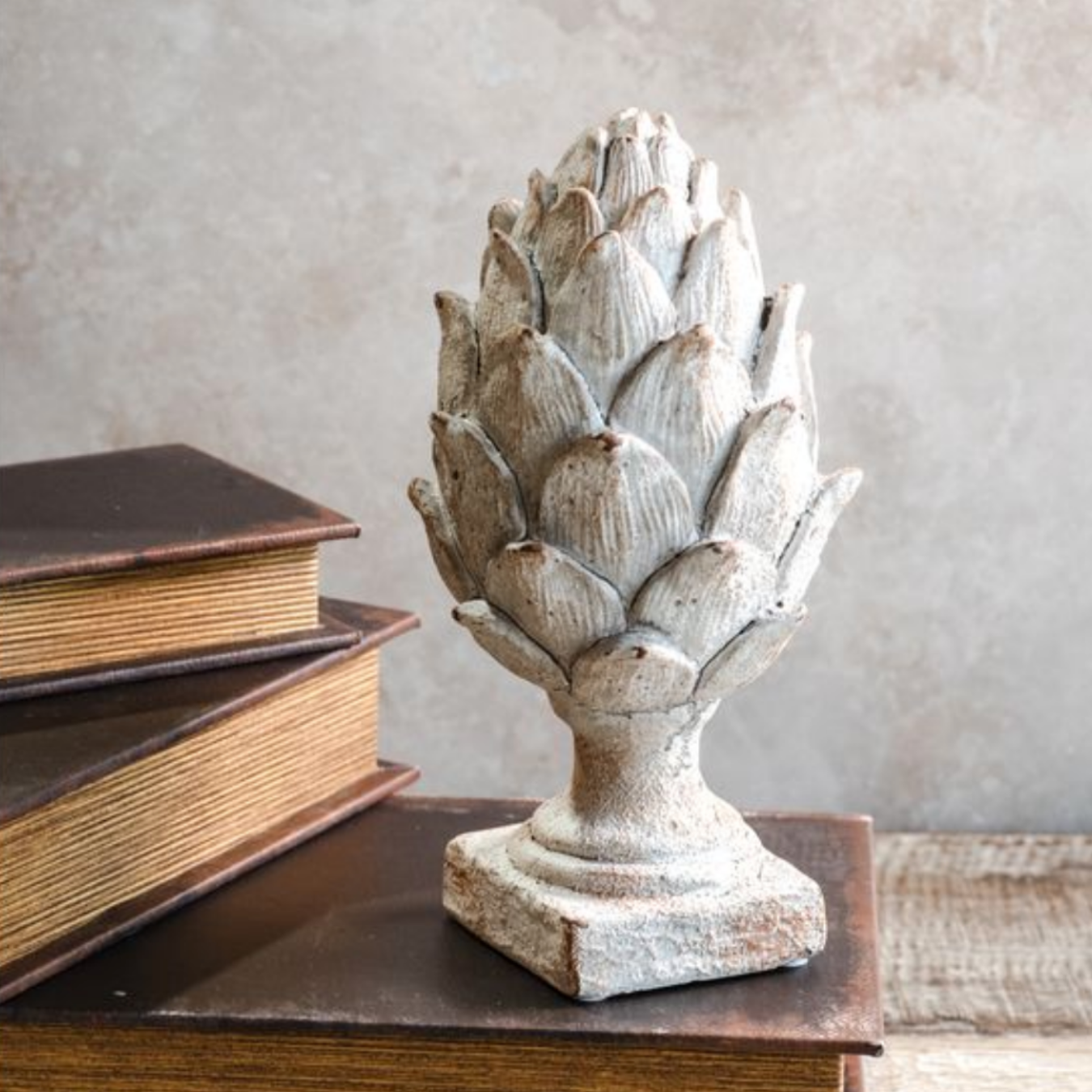 White Washed Artichoke Statue | By Luxe B Co.