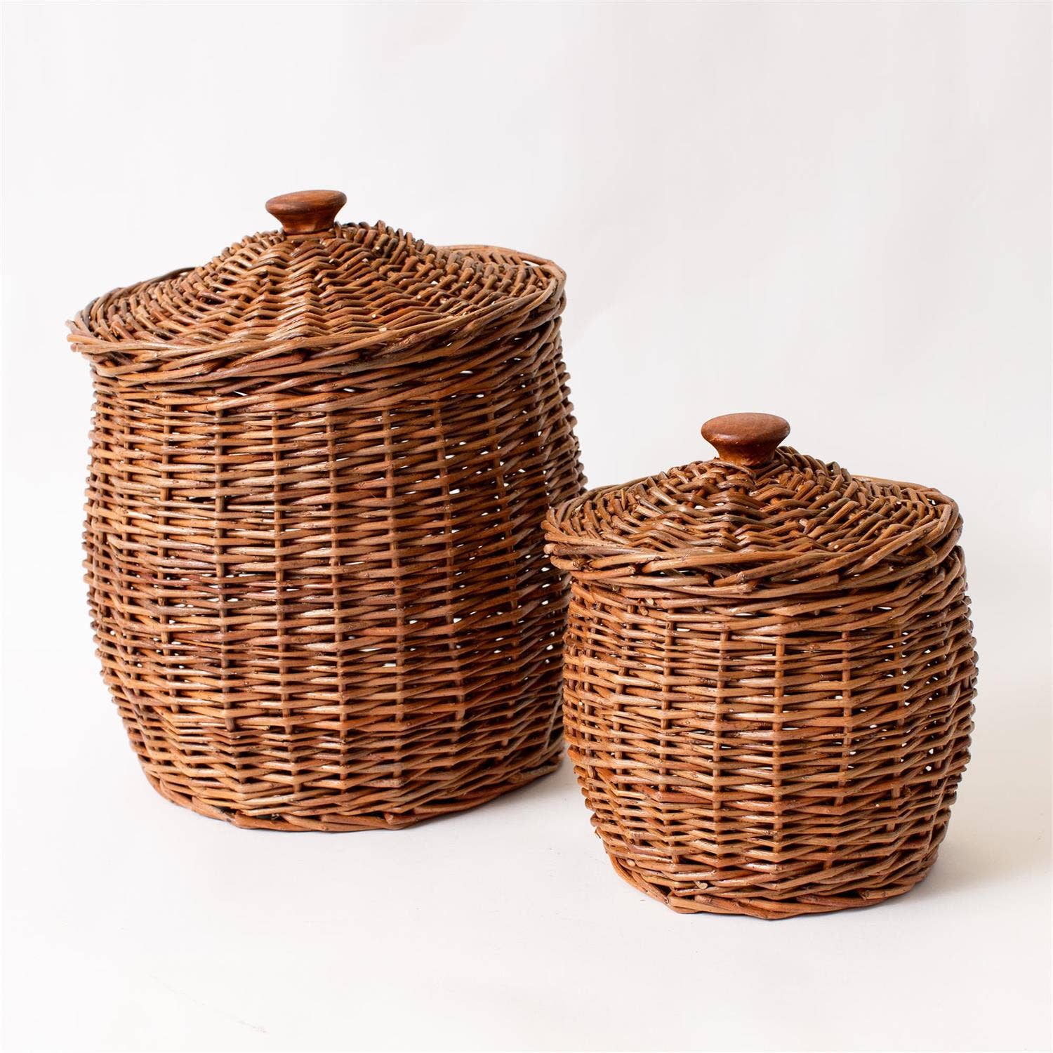 Wicker Storage Baskets With Lids Set By Luxe B Co.