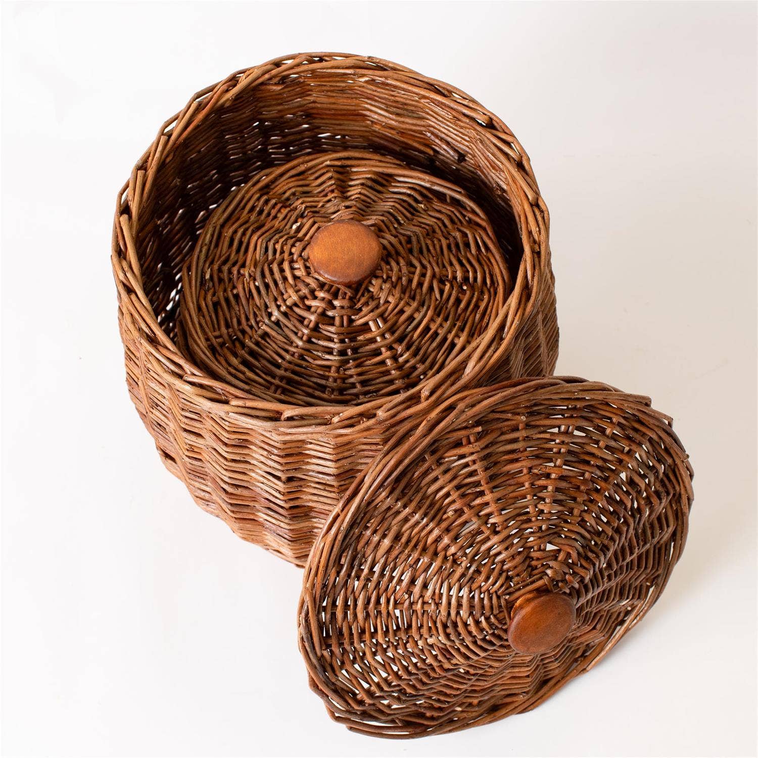Wicker Storage Baskets With Lids Set By Luxe B Co.