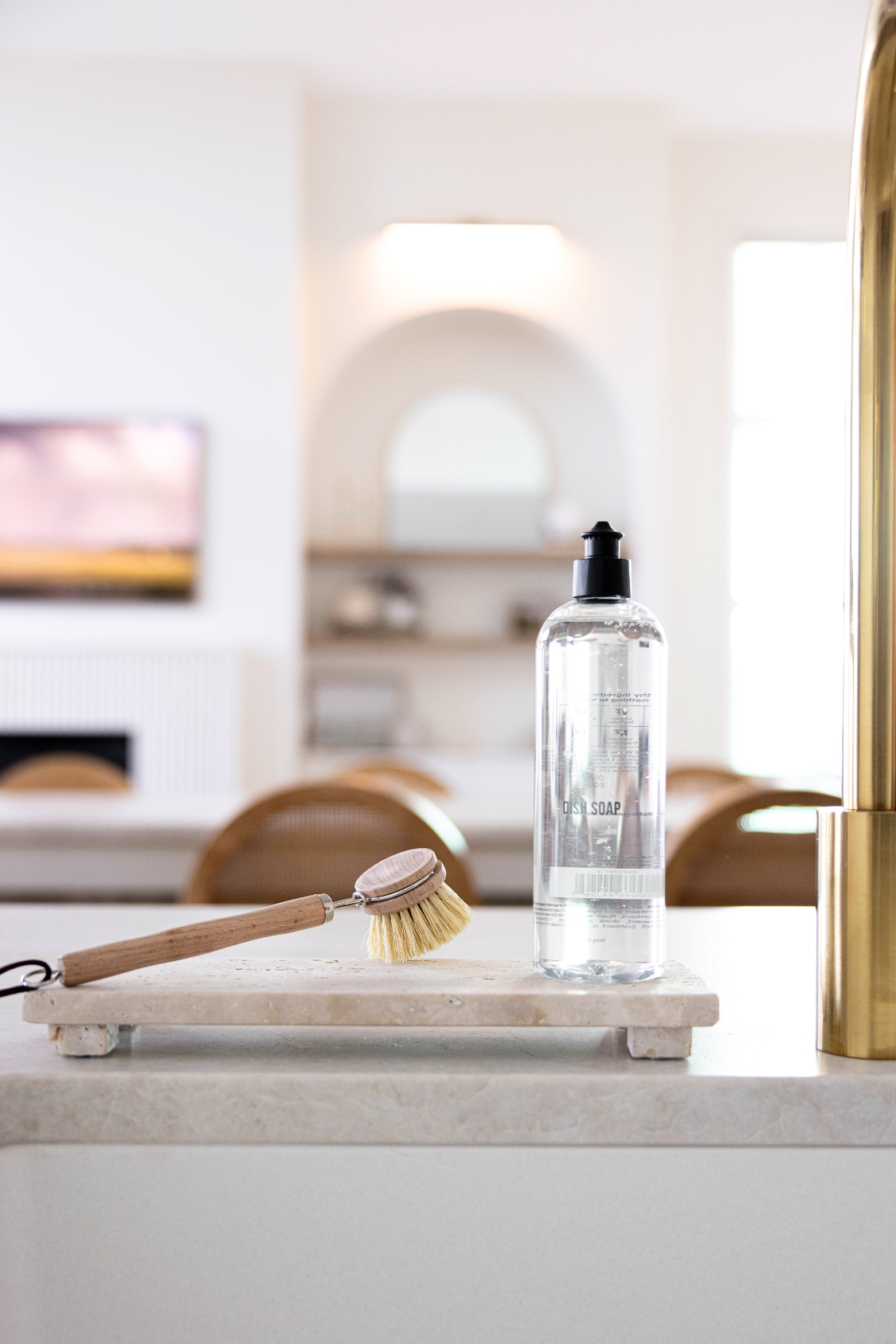 Leather & Wood Dish Soap Brush | By Luxe B Co. 